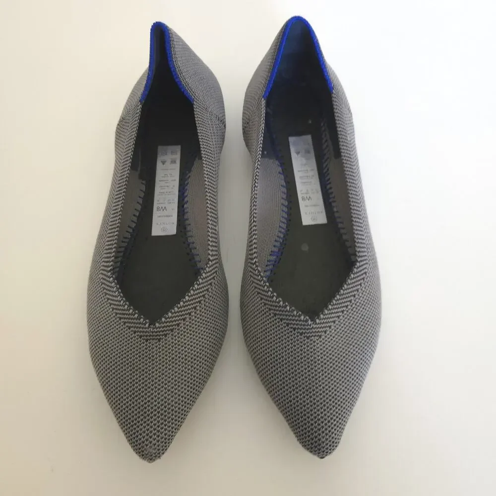 Rothy's The Point Grey Blue Knit Flats Women's Size 8 - Missing Insoles